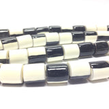 7X6MM Black And White Plastic Tube Bead (72 pieces)