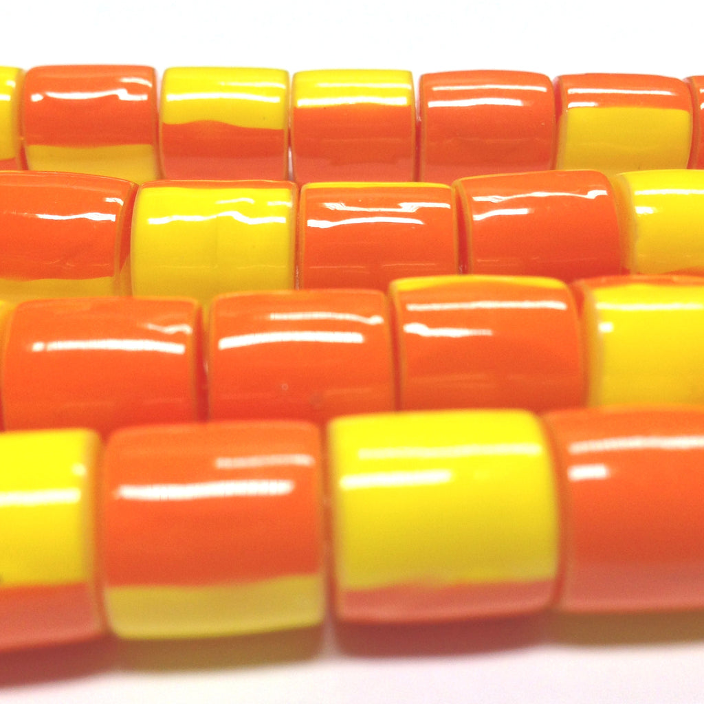 11X10MM Orange And Yellow Plastic Tube Bead (72 pieces)