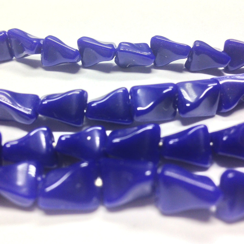 9X8MM Navy Glass Twist Rectangle Bead (100 pieces)