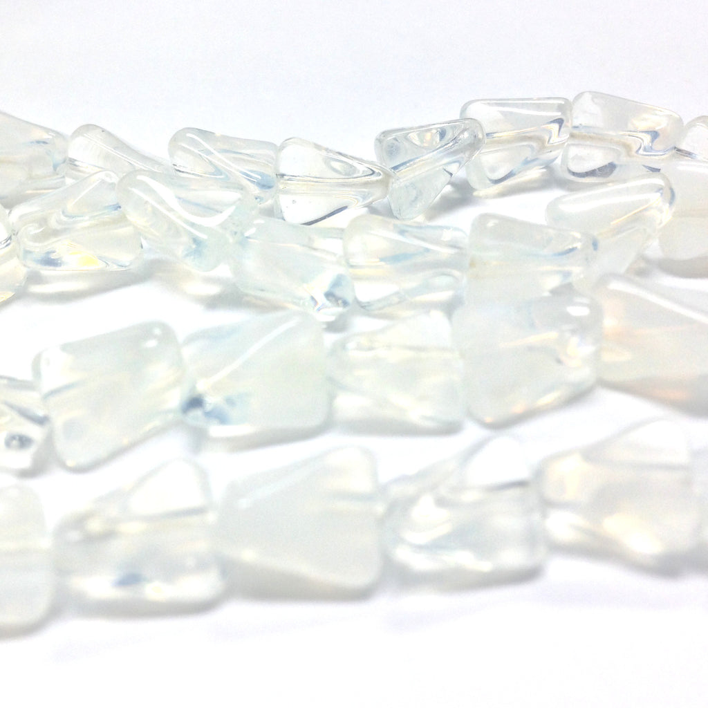 9X8MM White Opal Glass Twist Rectangle Bead (100 pieces)