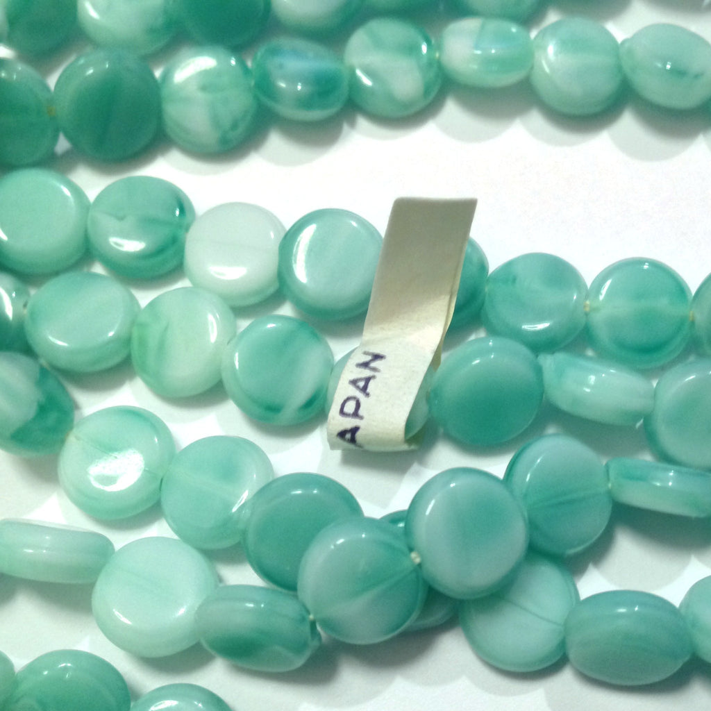 8MM Blue-Green Marble Glass Disc Bead (120 pieces)