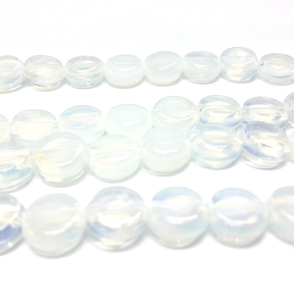 8MM White Opal Glass Disc Bead (100 pieces)