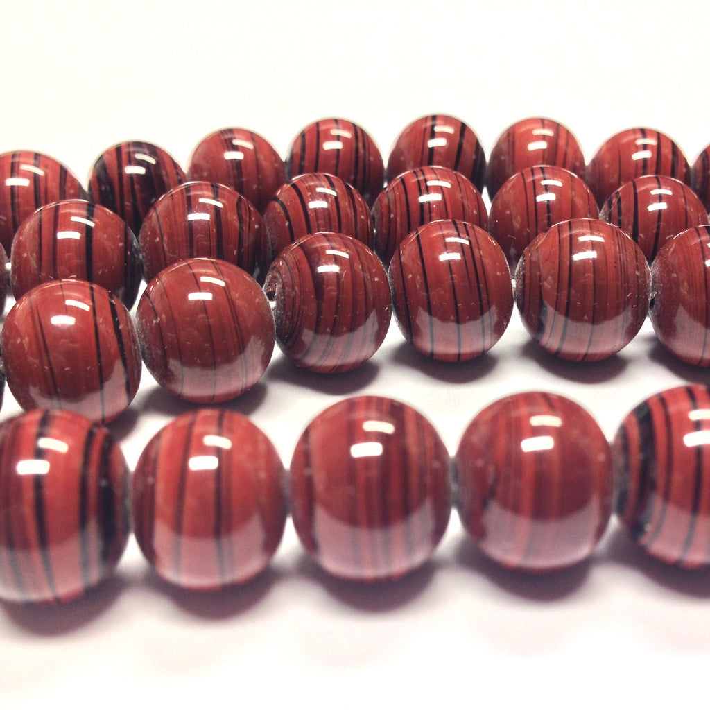 10MM Brown Glass Swirl Beads (100 pieces)