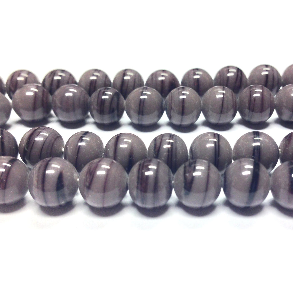 10MM Grey Glass Swirl Beads (100 pieces)
