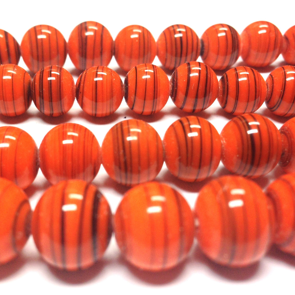 10MM Orange Glass Swirl Beads (100 pieces)