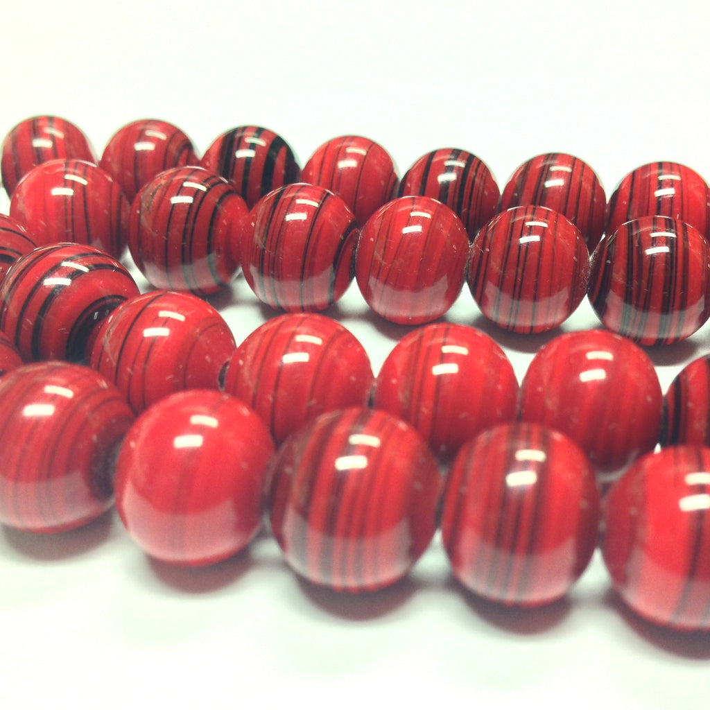 10MM Red Swirl Glass Bead (100 pieces)