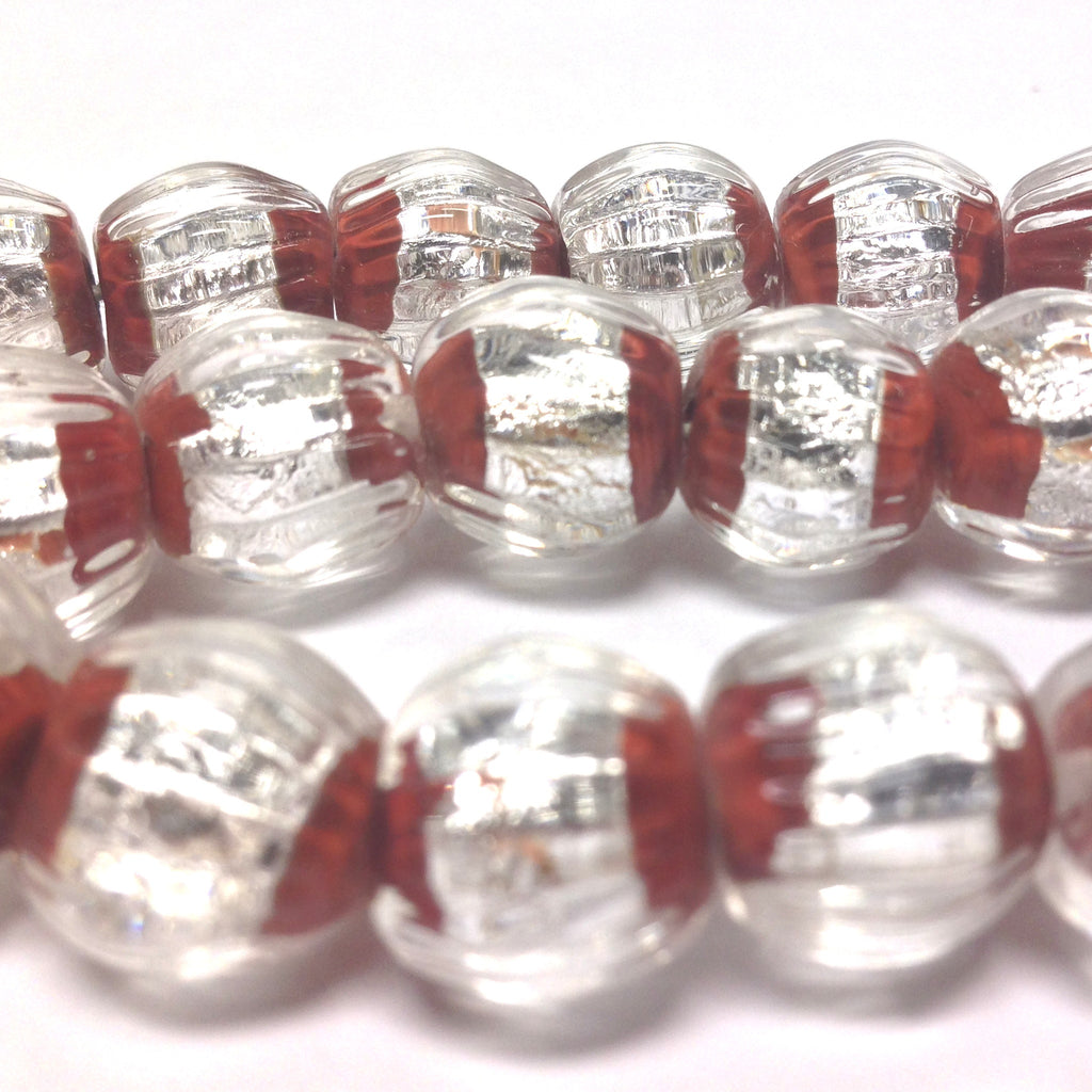 12MM Round Brown Bead With Crystal And Foil (24 pieces)