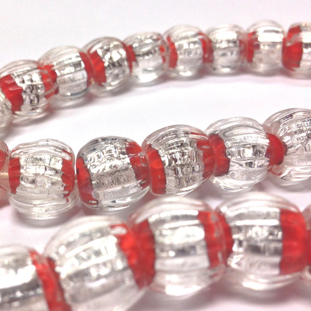 12MM Round Red Bead With Crystal And Foil (24 pieces)
