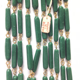 18X5MM Green Glass Tube Goldtone Beadchain (~10 Ft) (1 pieces)
