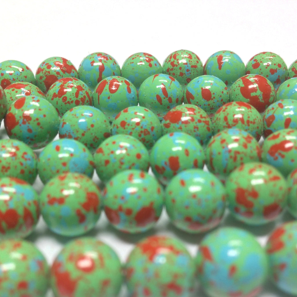8MM Green/Red Spatter Beads 60" (3 pieces)