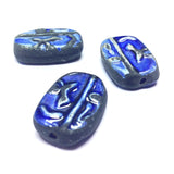 24X16MM Sapphire Blue/Black Ceramic Flat Bead (12 pieces)