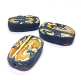 24X16MM Yellow/Black Ceramic Flat Bead (12 pieces)