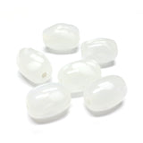 15X11MM White Spotted Glass Oval Bead (36 pieces)