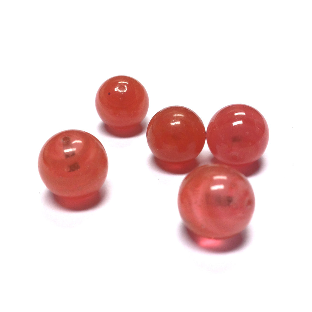 10MM Peach Swirl Glass Round 1-Hole Ball (36 pieces)