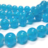 8MM Aqua Swirl Glass Round Bead (100 pieces)