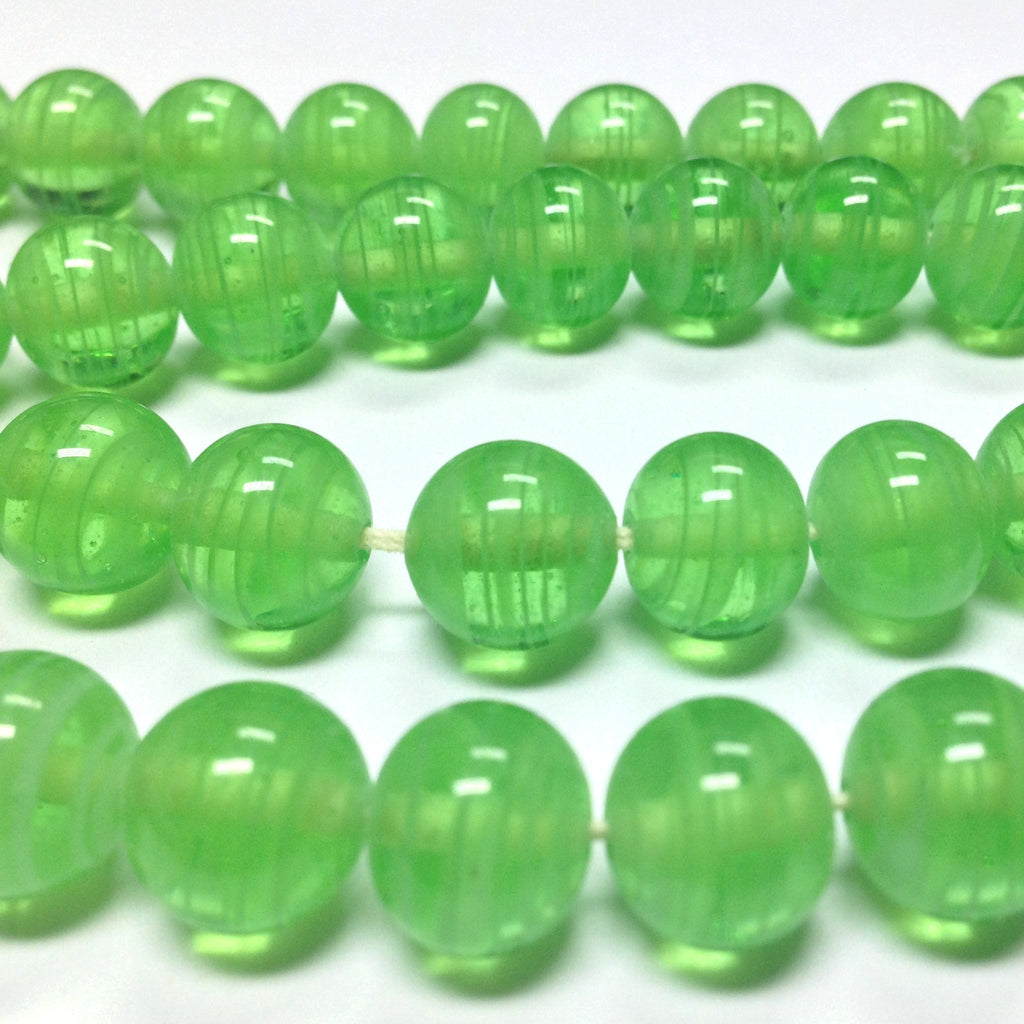 6MM Green Swirl Glass Round Bead (200 pieces)