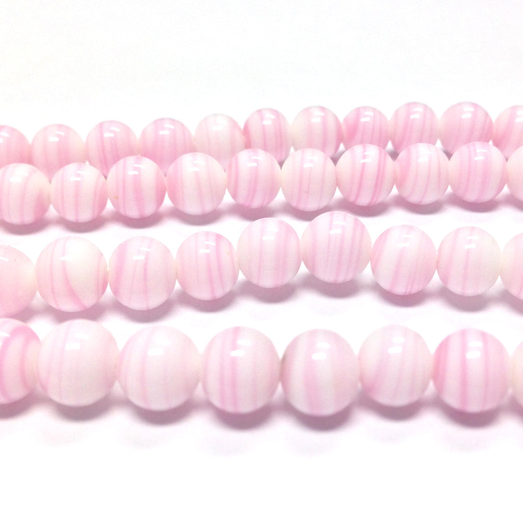 7MM White/Pink Swirl Glass Bead (300 pieces)