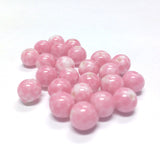 12MM Pink Matrix On White Glass Round Bead (36 pieces)