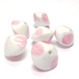 8MM White w/Pink Glass Bicone Bead (50 pieces)