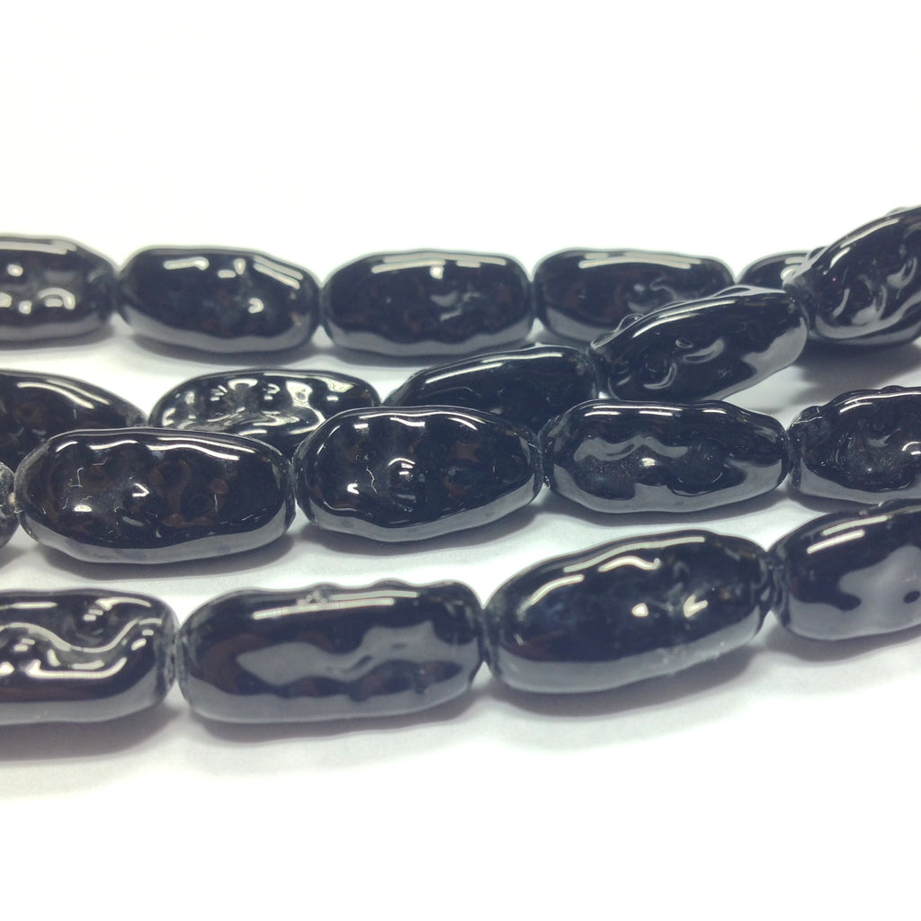 13X7MM Black Baroque Glass Bead (110 pieces)
