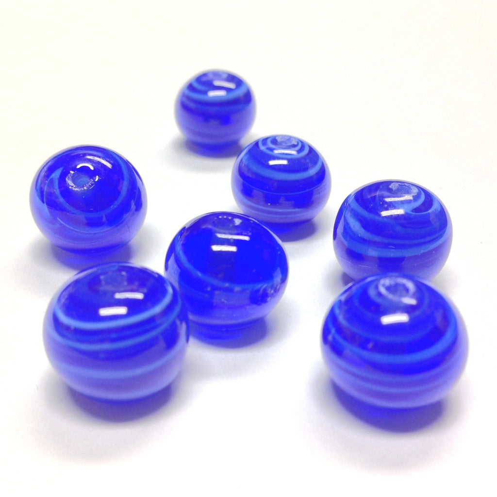 12MM Sapphire Swirl Glass Bead (36 pieces)