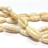 14X8MM Beige/White Glass Oval Bead (107 pieces)