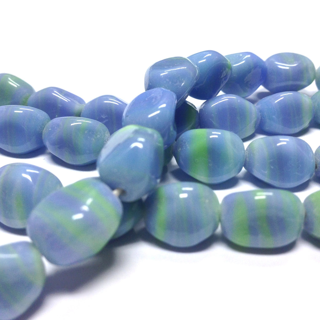 11X8MM Blue Glass Nugget Bead (50 pieces)