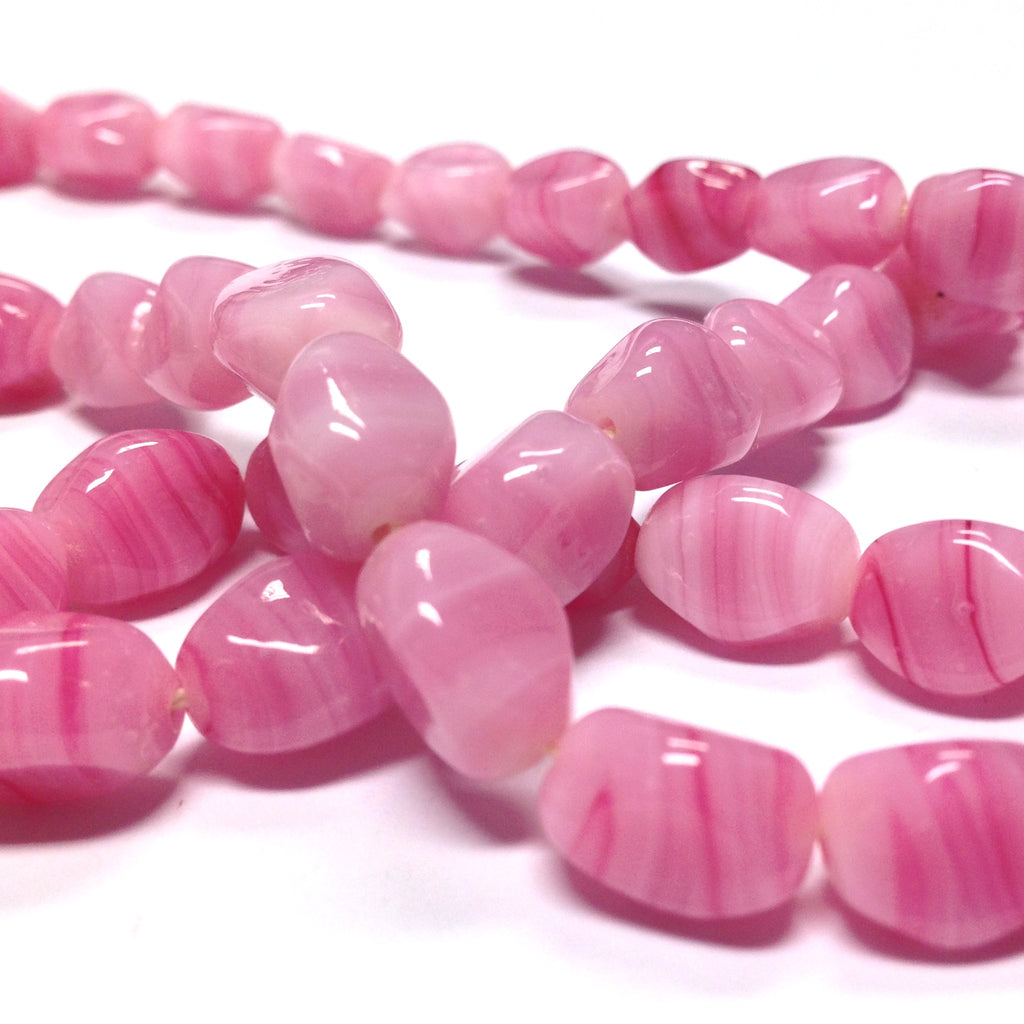 11X8MM Pink Glass Nugget Bead (50 pieces)