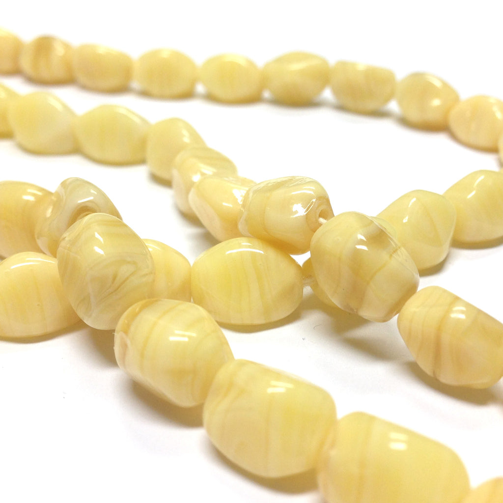 11X8MM Yellow Glass Nugget Bead (50 pieces)