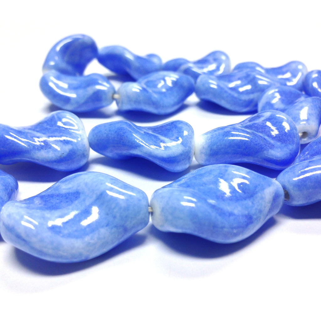 25X18MM Blue Glass Twist Bead (24 pieces)