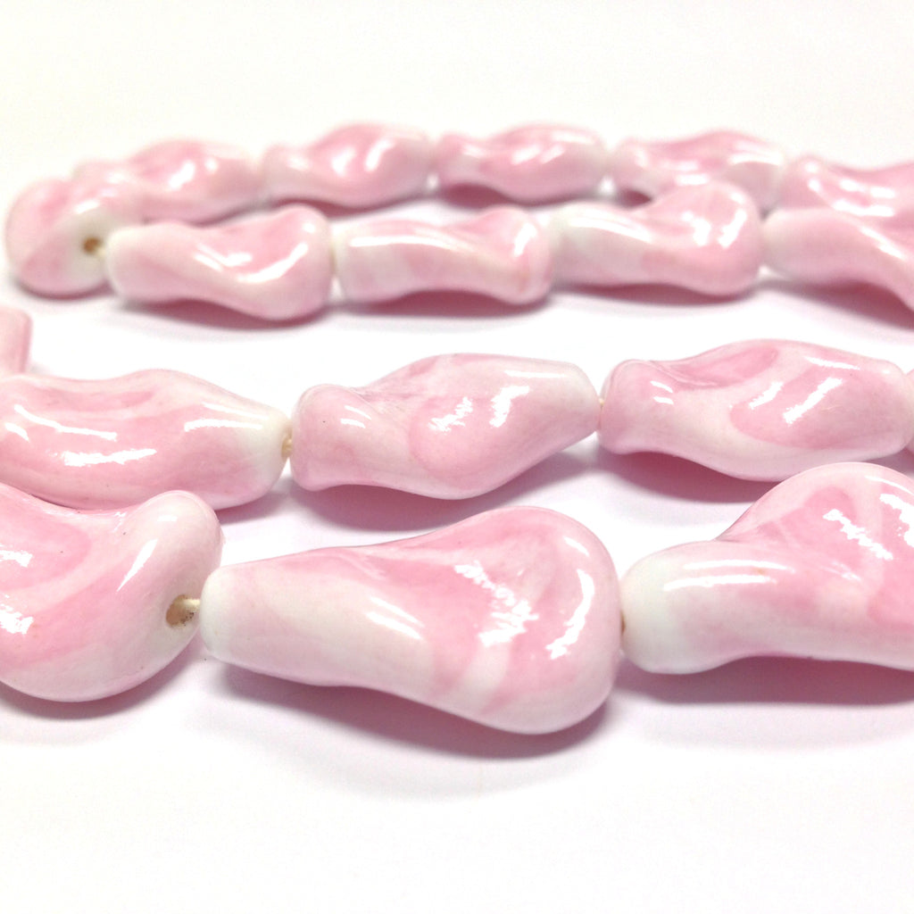 25X18MM Pink Glass Twist Bead (24 pieces)