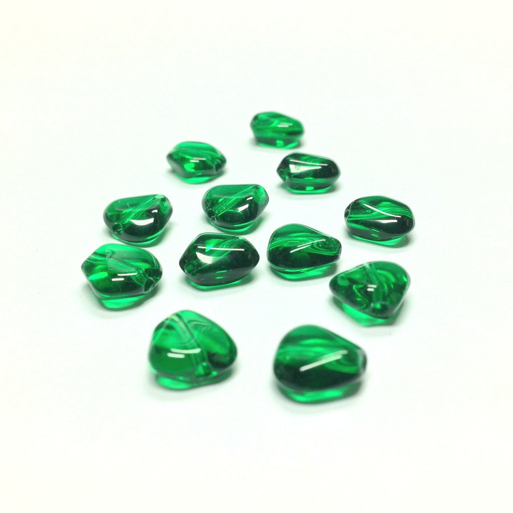 10MM Emerald Green Triangular Glass Bead (72 pieces)