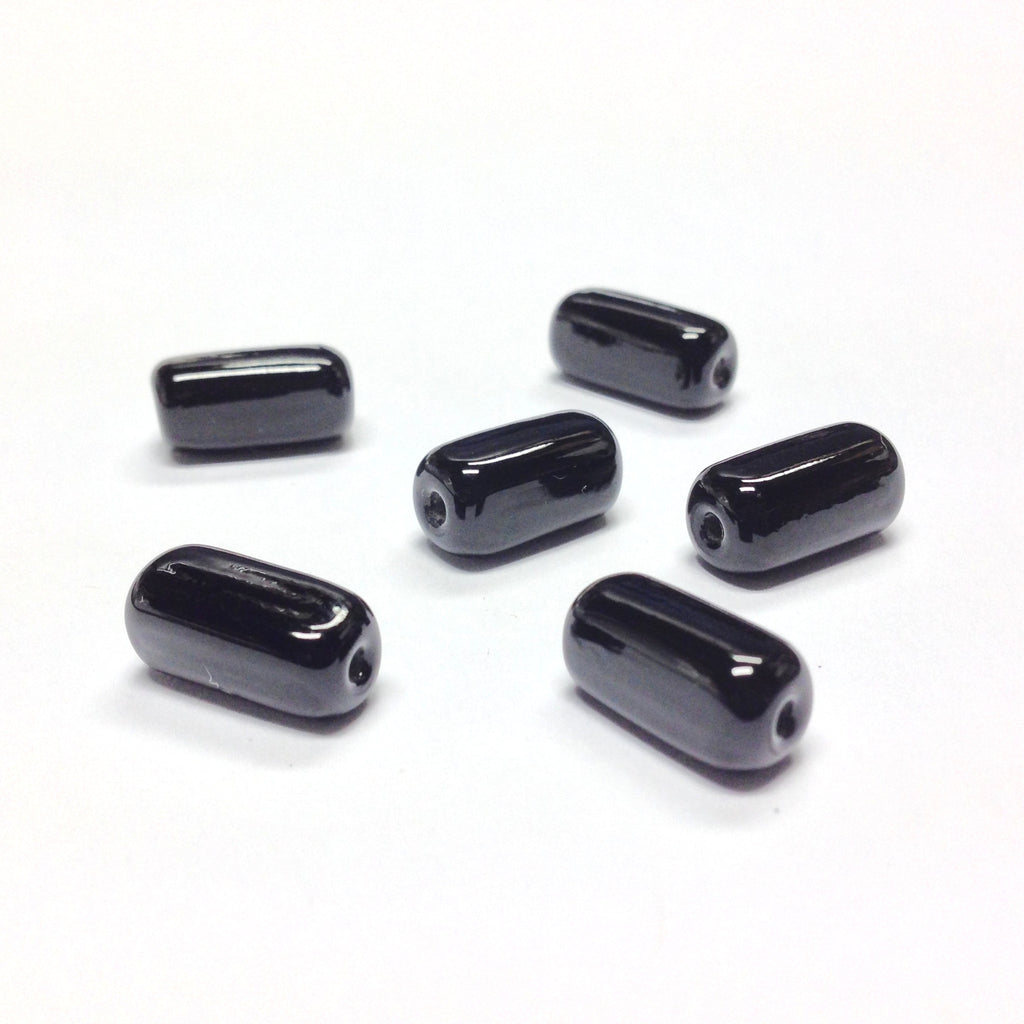 15X7MM Black Rectangular Glass Tube Bead (72 pieces)