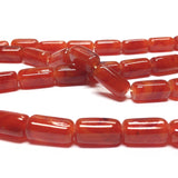 15X7MM Carnelian Rectangle Glass Tube Bead (72 pieces)