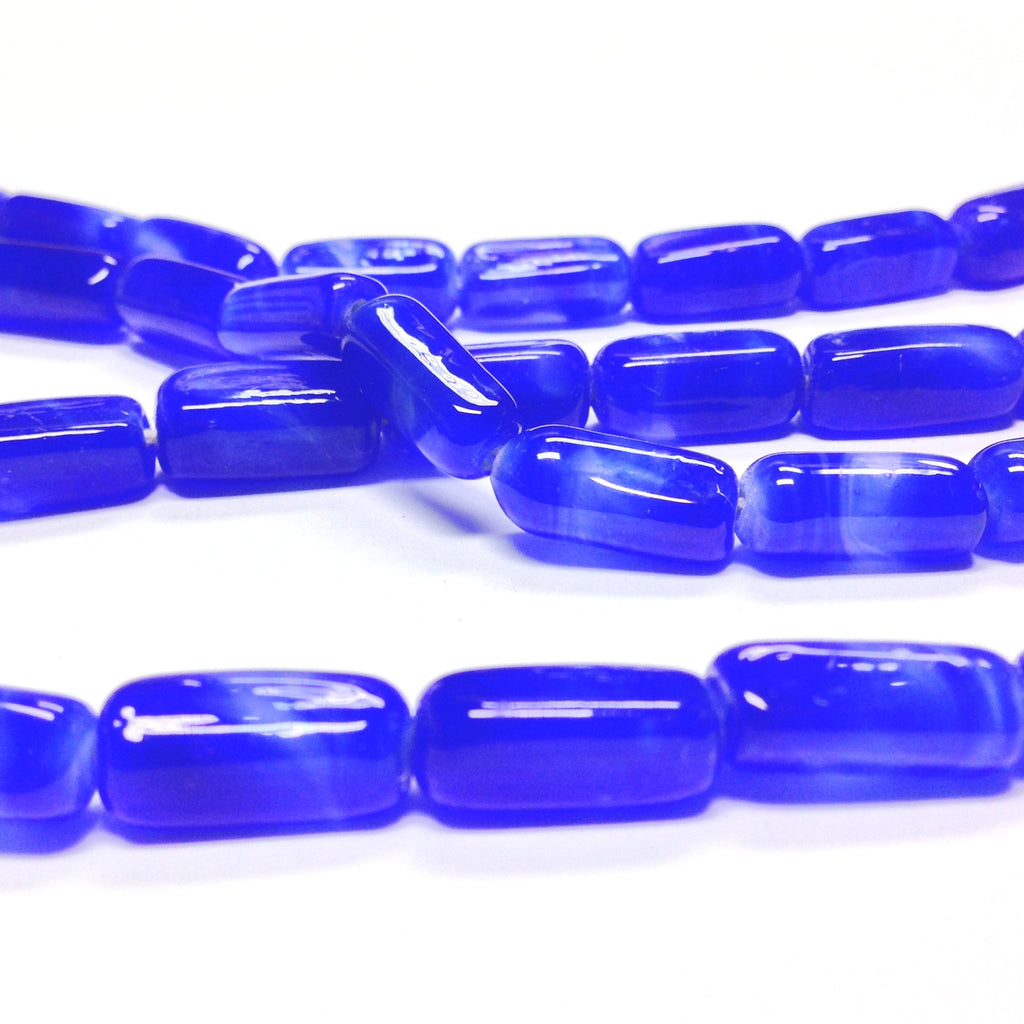 18X10MM Sapphire Blue Rectangular Glass Tube Bead (36 pieces)