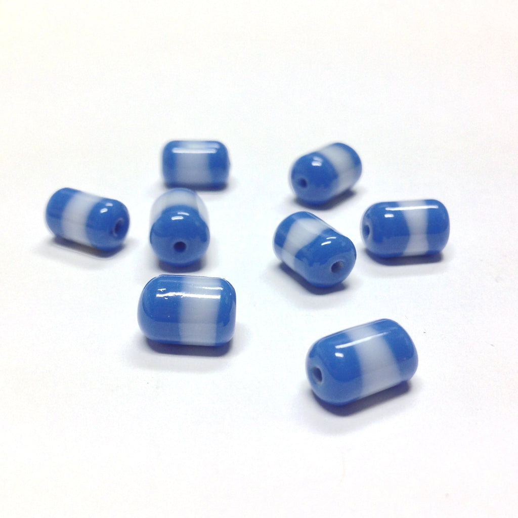 10X7MM Blue/White Glass Tube Bead (72 pieces)