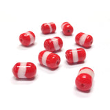 10X7MM Red/White Glass Tube Bead (72 pieces)