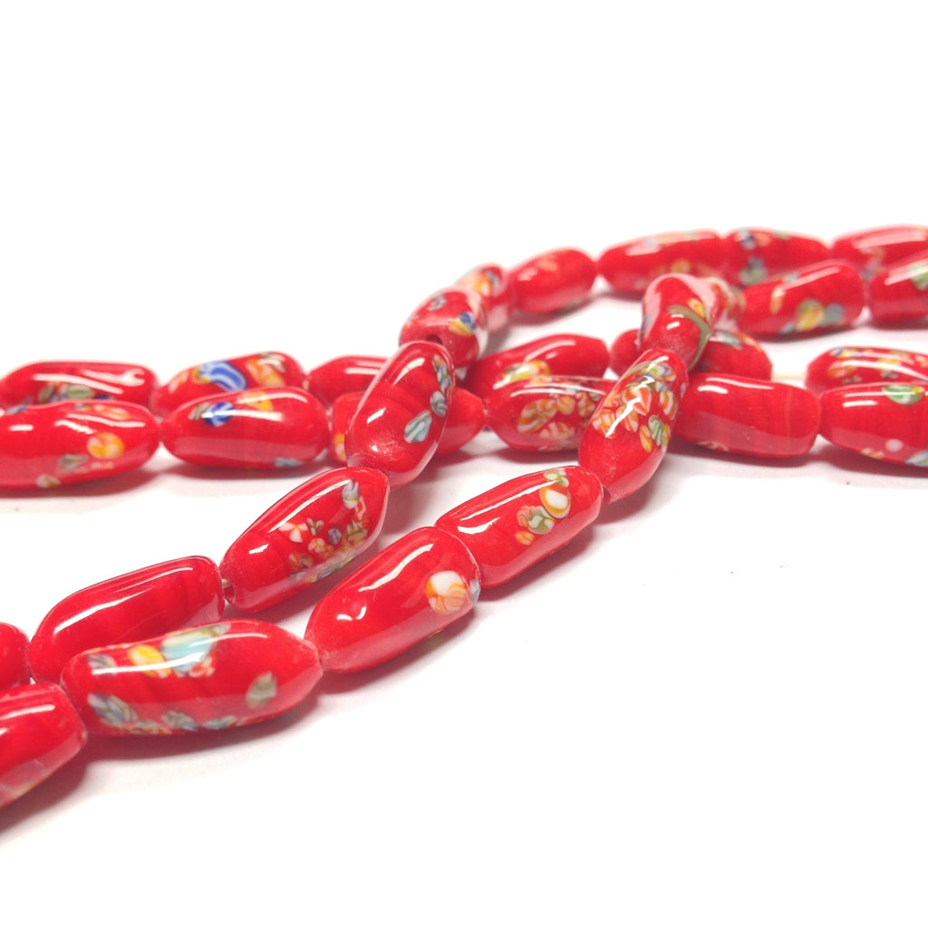 15X9MM Red Tombo Baroque Tube Bead (50 pieces)