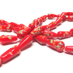 15X9MM Red Tombo Pear Bead (50 pieces)