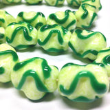 18X15MM Green Glass Oval Ruffle Bead (24 pieces)