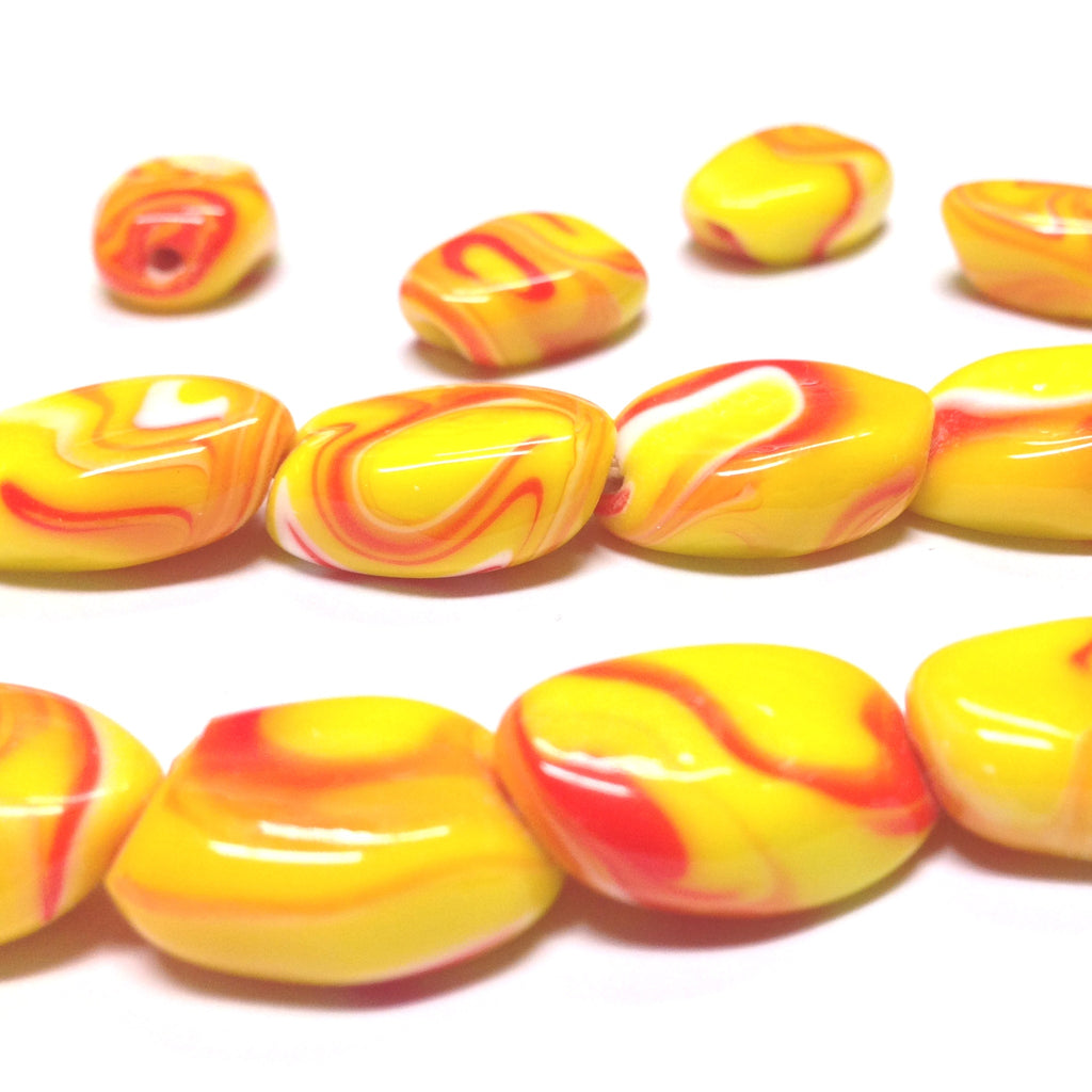 18X12MM Yellow/Orange Oval Glass Bead (36 pieces)