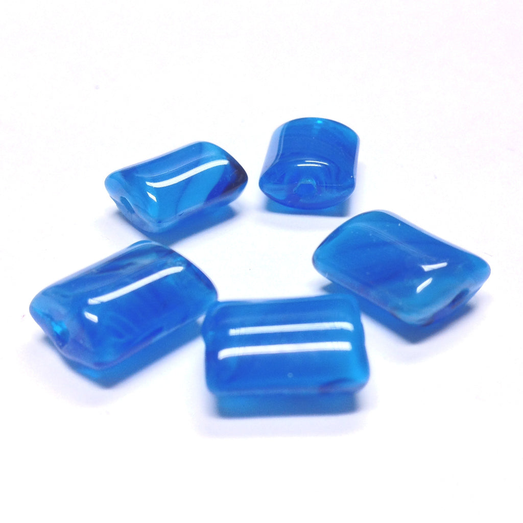 13X10MM Blue Rectangle Glass Bead (36 pieces)