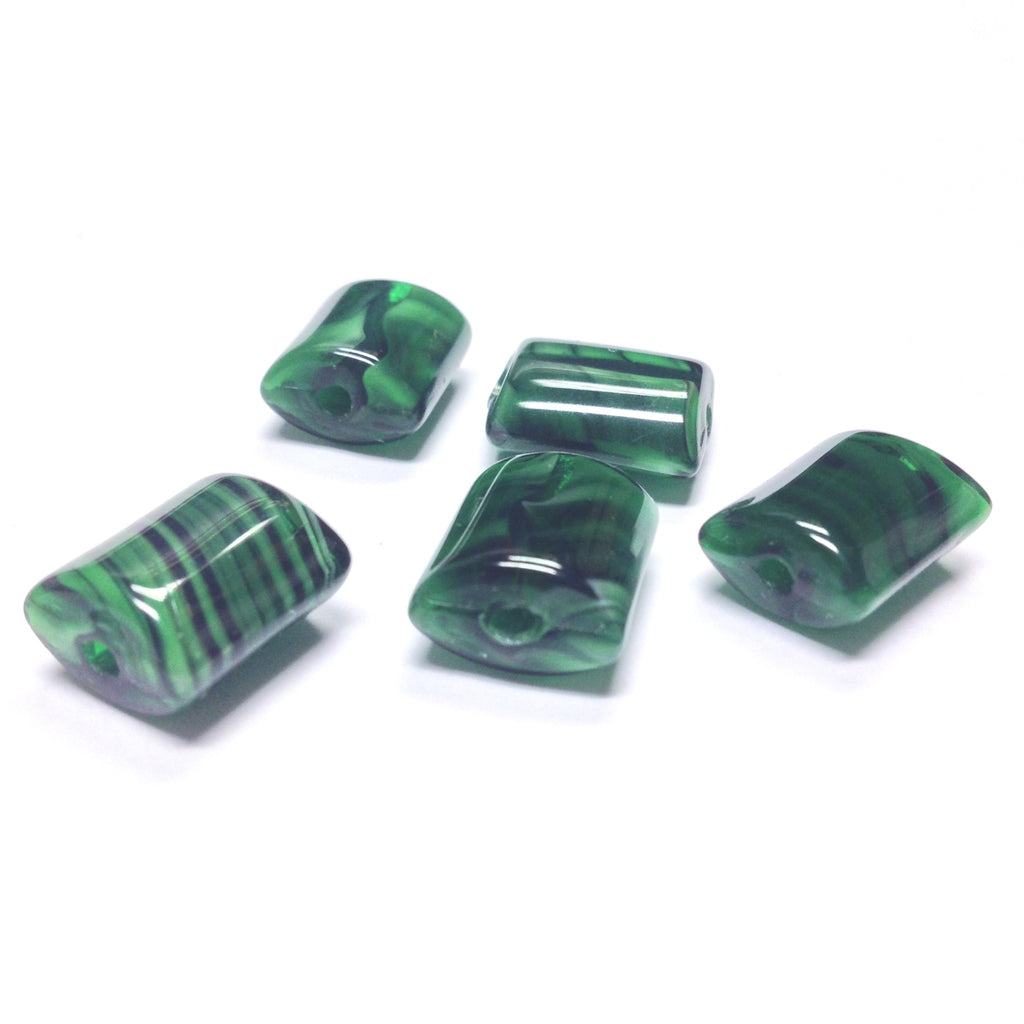 13X10MM Green Rectangle Glass Bead (36 pieces)