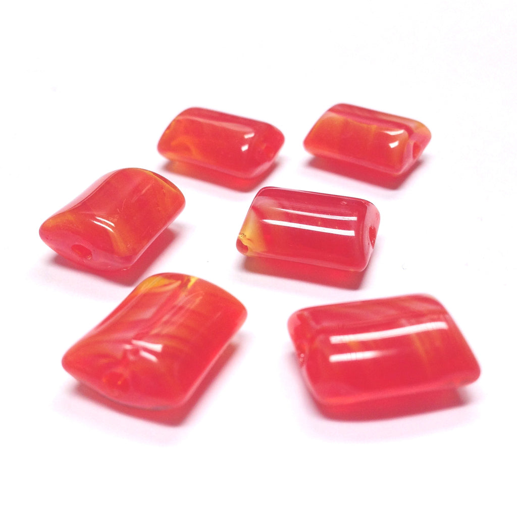 13X10MM Orange Rectangle Glass Bead (36 pieces)