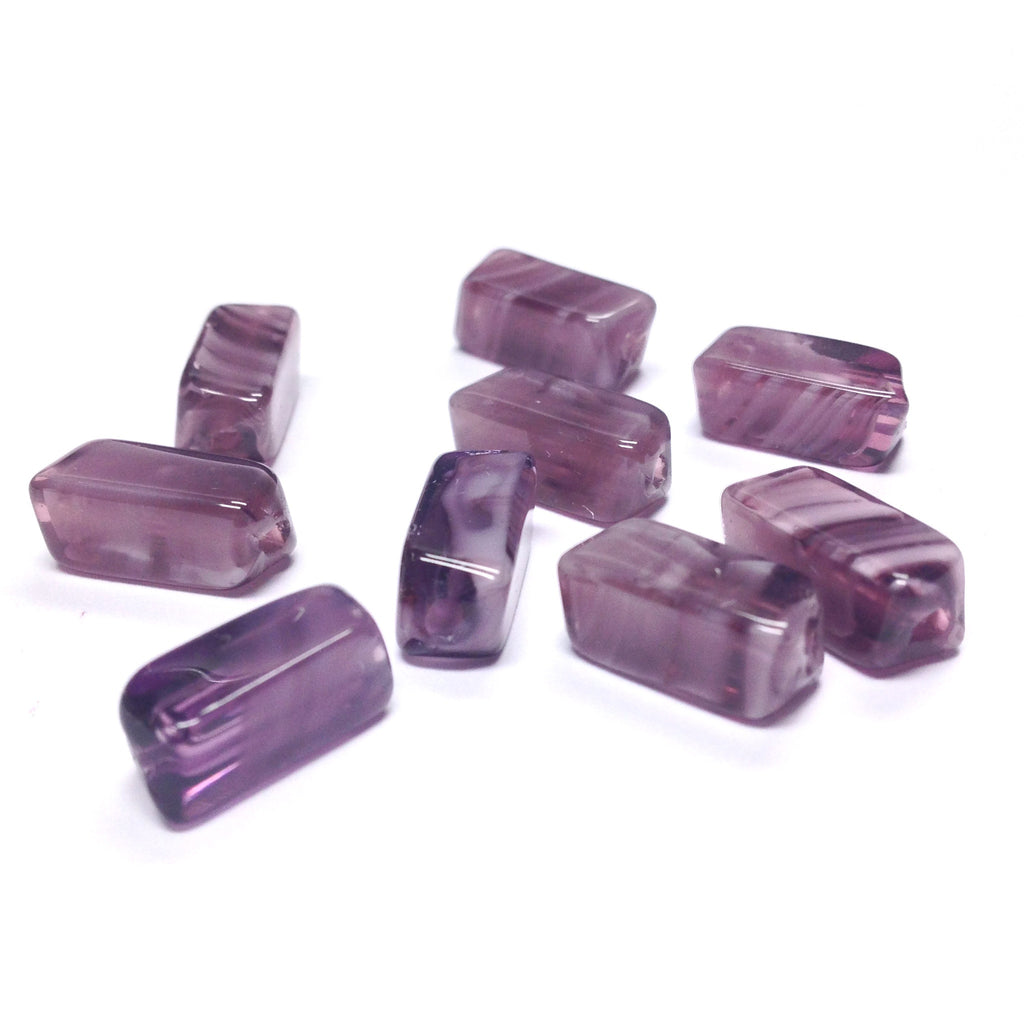 18X8MM Amethyst Rectangle Glass Bead (72 pieces)