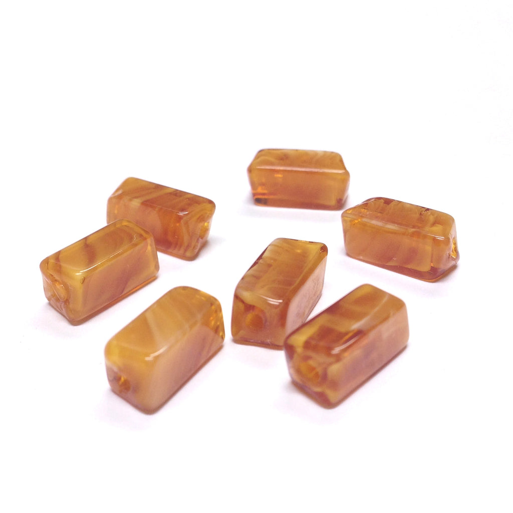12X7MM Amber Rectangle Glass Bead (72 pieces)