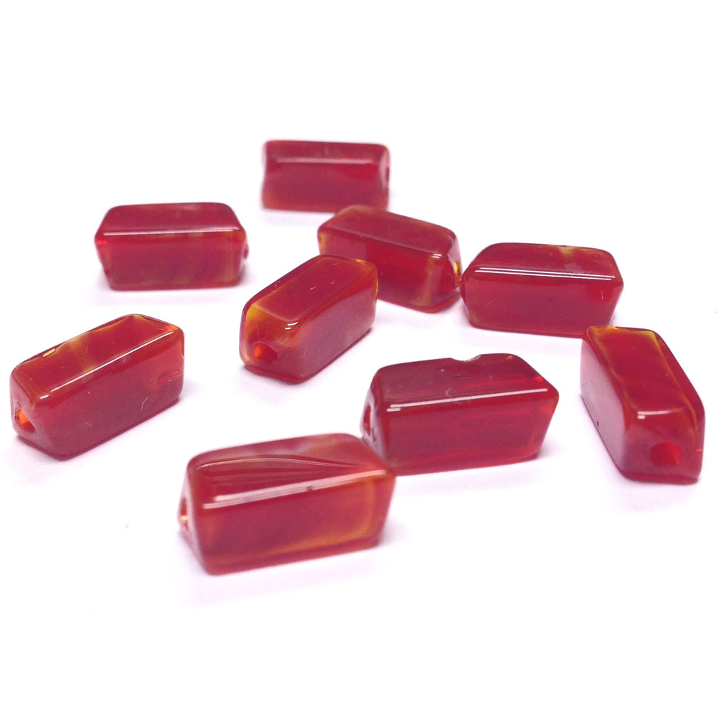 12X7MM Carnelian Rectangle Glass Bead (72 pieces)