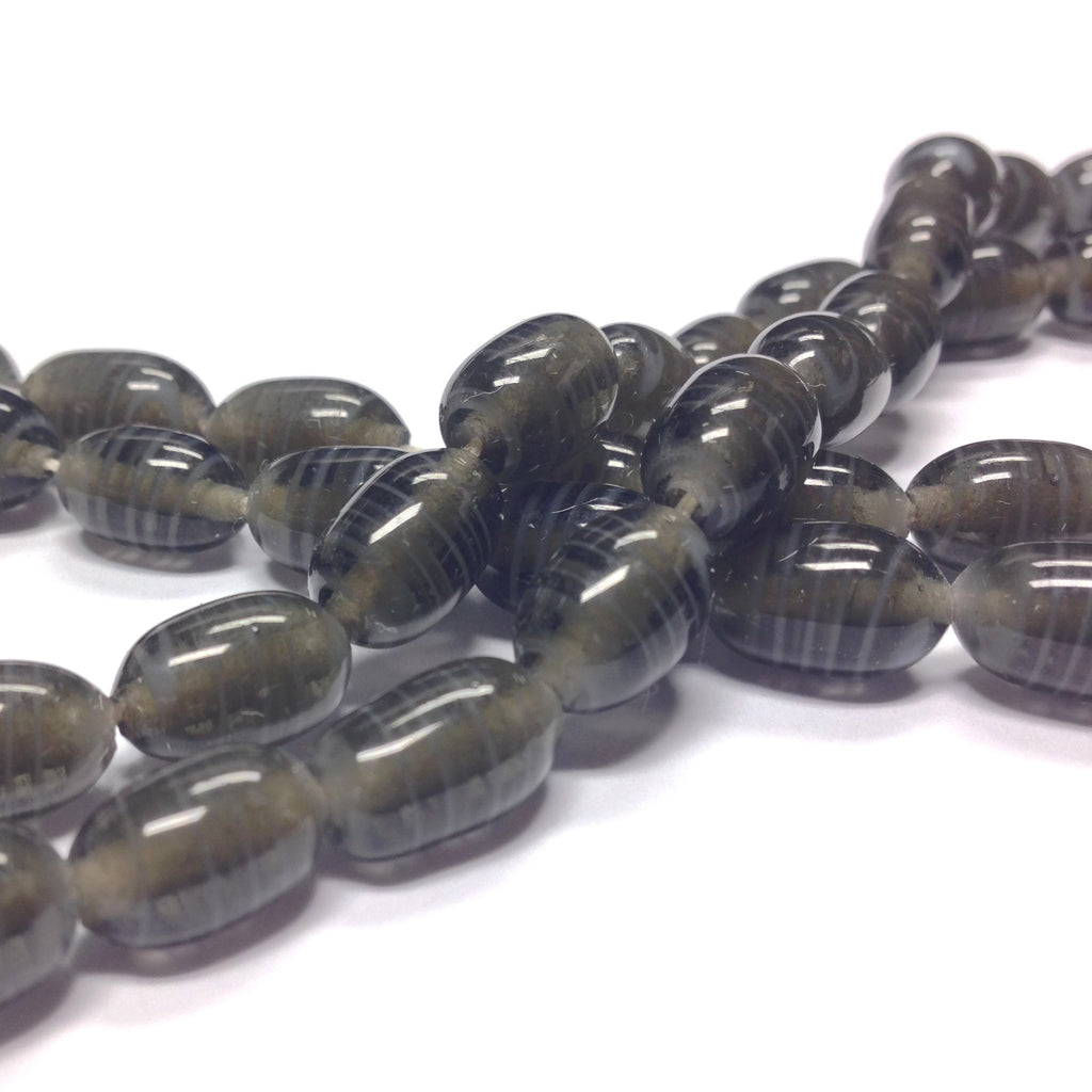 10X7MM Grey Swirl Glass Oval Bead (60 pieces)