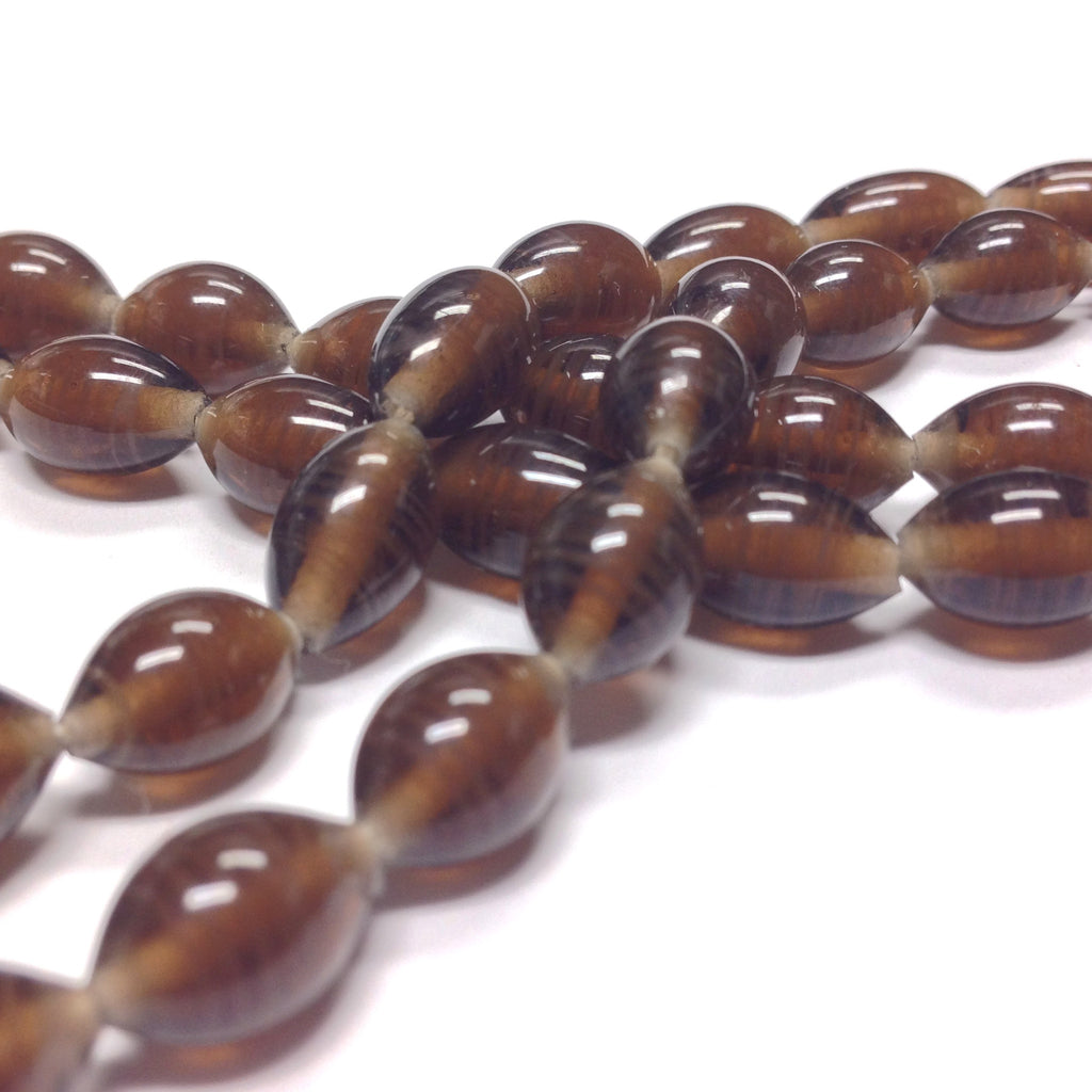 10X7MM Topaz Swirl Glass Oval Bead (60 pieces)