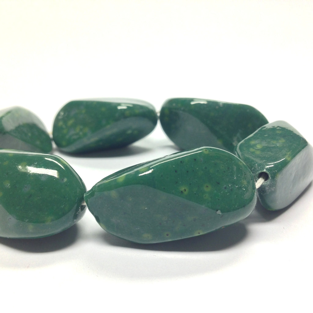 34X17MM Jade Baroque Oval Glass Bead (6 pieces)